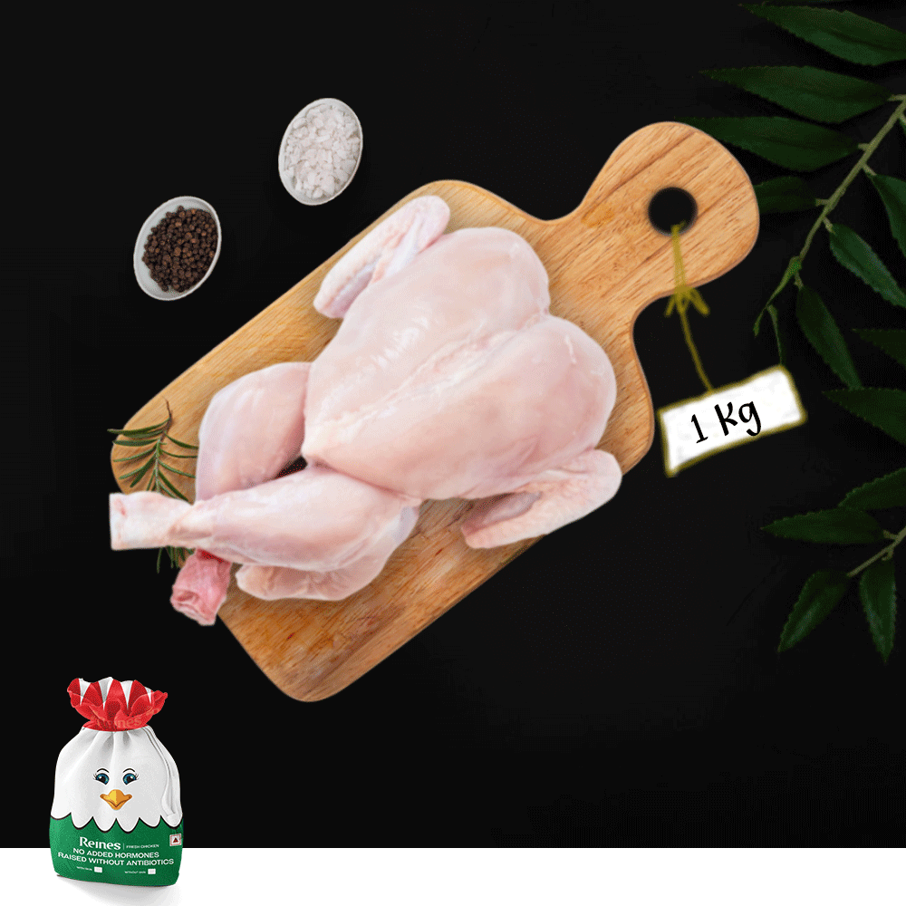 Meat Weight 1Kg, Whole chicken- With Skin, Without Parts (Antibiotic Free Chicken)